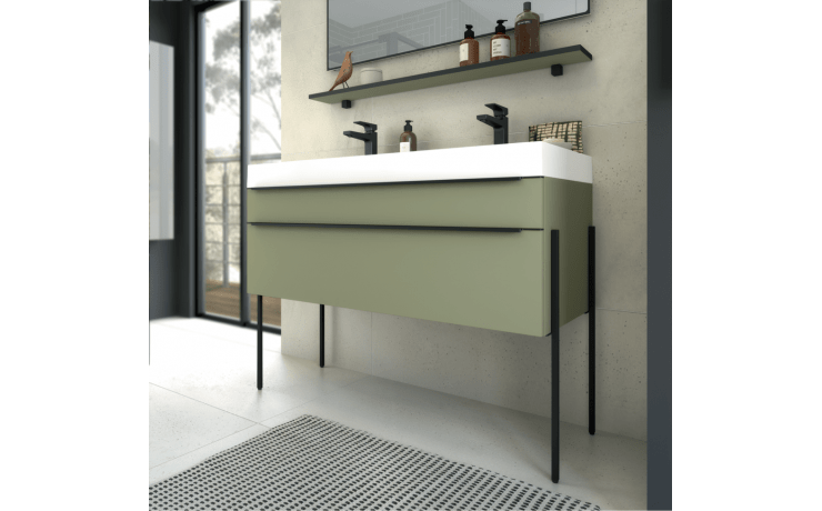 Meuble bas sous vasque - Delphy - Inspiration vert olive mat | Au Fil Du  Bain
